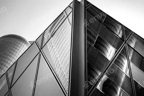 Preview: Windows Of Commercial Building In Hong Kong With B&W Color