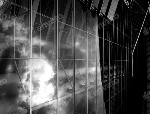 Preview: Windows Of Commercial Building In Hong Kong With B&W Color