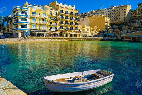 Preview: Gozo Island In Malta In Winter - Boat In Blue Water