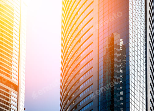 Preview: Modern Office Building Close Up In Sunlight