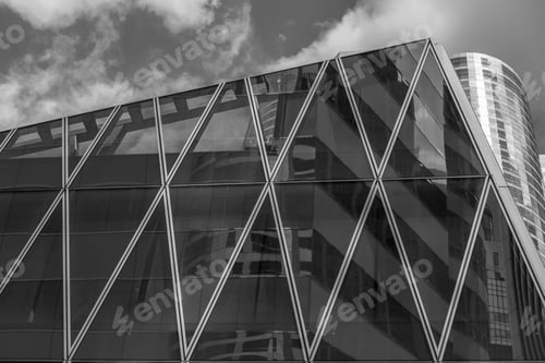 Preview: Windows Of Commercial Building With B&W Color