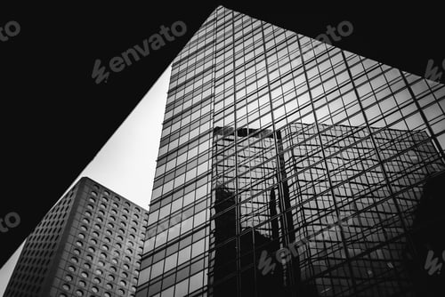 Preview: Modern Office Building Detail, Glass Surface With B&W