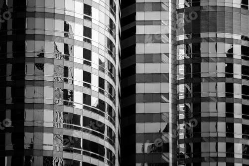 Preview: Windows Of Commercial Building In Hong Kong With B&W Color
