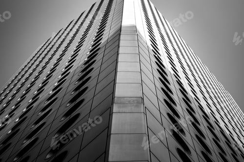 Preview: Windows Of Commercial Building In Hong Kong With B&W Color