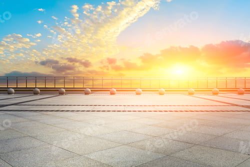 Preview: Empty Square Floor And Beautiful Sky At Sunset