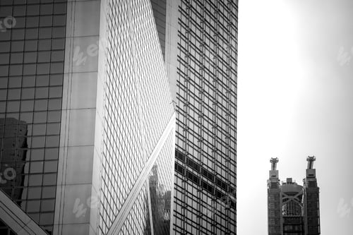 Preview: Black And White Tone Image Of Modern Office Buildings In Hong Kong