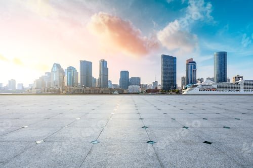 Preview: Shanghai City Skyline And Buildings With Empty Floor