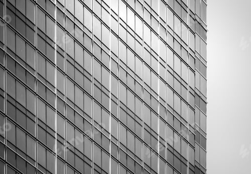 Preview: Bottom Up View Of Modern Office Building In Hong Kong In B&W Color