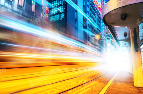 Preview: Busy Traffic And Urban Landscape At Night In Hong Kong