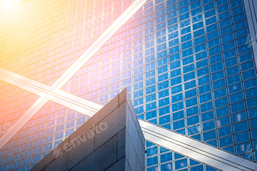 Preview: Modern Office Building Detail, Glass Surface With Sunlight