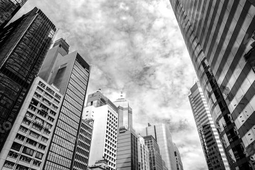 Preview: Hong Kong Modern Office Building With B&W Color