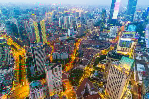 Preview: Aerial View Of Shanghai Cityscape At Night,China.