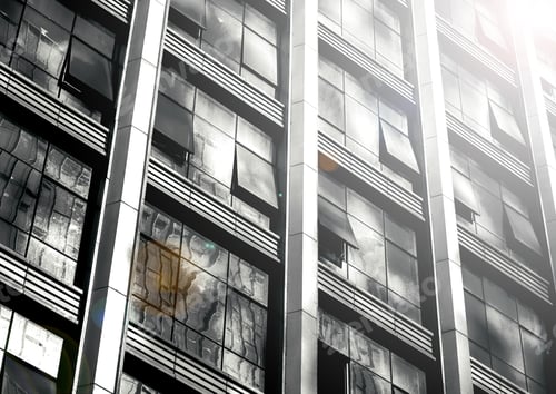 Preview: Modern Commercial Building Close Up ; Black And White Style