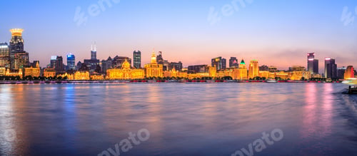 Preview: Beautiful City Skyline Night Scene At The Bund,Shanghai