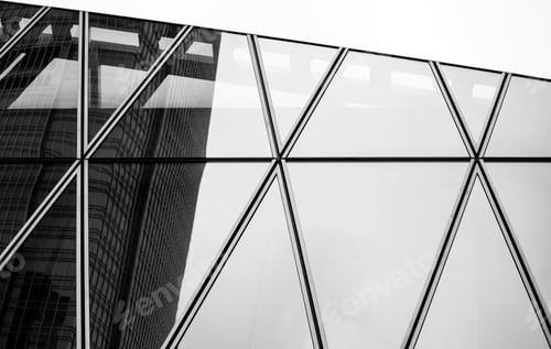 Preview: Windows Of Commercial Building In Hong Kong With B&W Color