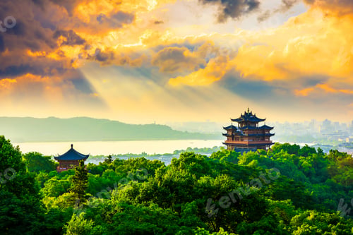 Preview: Landscape Of Chenghuang Pavilion In Hangzhou West Lake,China.