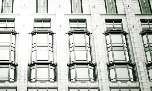 Preview: Downtown Corporate Business District Architecture, Glass Reflective Office Buildings With Green Tone