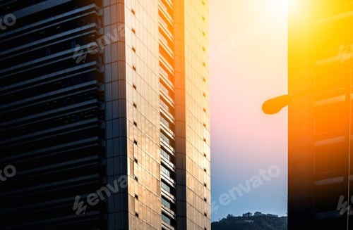 Preview: Modern Office Building Detail, Glass Surface With Sunlight