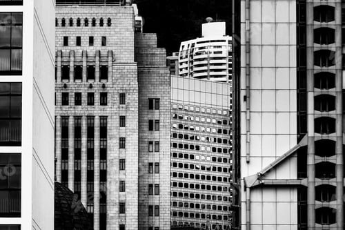 Preview: Office Building Exterior, Modern Architecture, Close Up With Black And White Color
