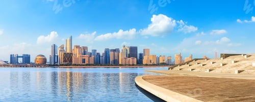 Preview: Hangzhou City Skyline And Empty Wooden Platform