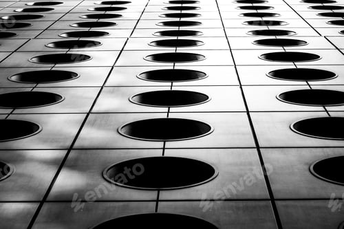 Preview: Windows Of Commercial Building In Hong Kong With B&W Color