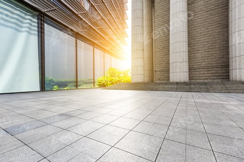 Preview: Empty Square Floor And Modern City Commercial Building Scenery