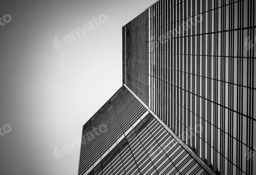 Preview: Windows Of Commercial Building In Hong Kong With B&W Color