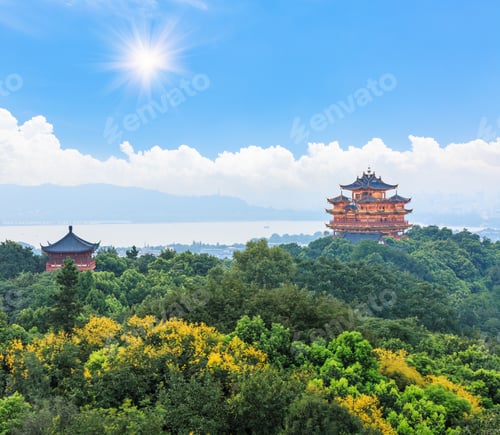 Preview: Beautiful Hangzhou West Lake And Ancient Pavilion Architectural Scenery