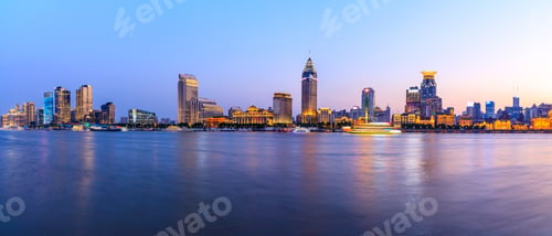 Preview: Beautiful City Skyline Night Scene At The Bund,Shanghai