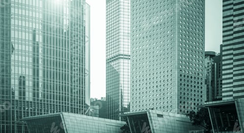 Preview: Modern Office Building Detail, Glass Surface With Green Color Tone
