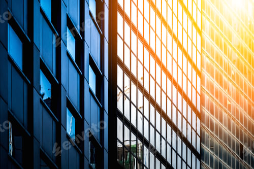 Preview: Office Building Window Close Up With Sunlight