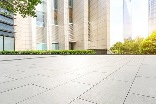 Preview: Empty Square Floor And Modern City Commercial Building Scenery