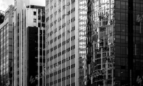 Preview: Hong Kong Commercial Building Close Up; Black And White Style