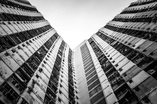 Preview: Hong Kong Apartment Block With B&W Color