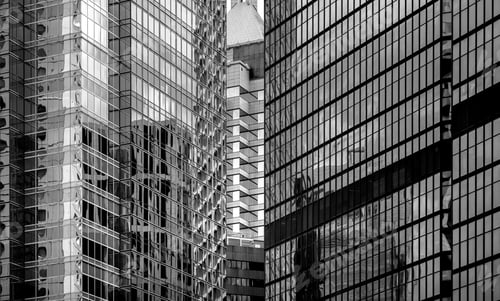 Preview: Hong Kong Commercial Building Close Up; Black And White Style