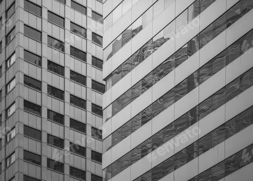 Preview: Hong Kong Commercial Building Close Up; Black And White Style