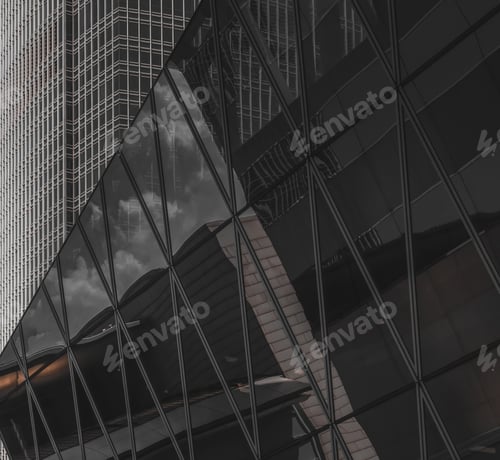 Preview: Hong Kong Business Building Closed Up; Black And Golden Color