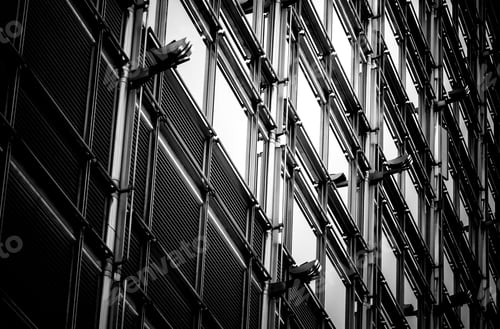 Preview: Windows Of Business Building In Hong Kong With B&W Color