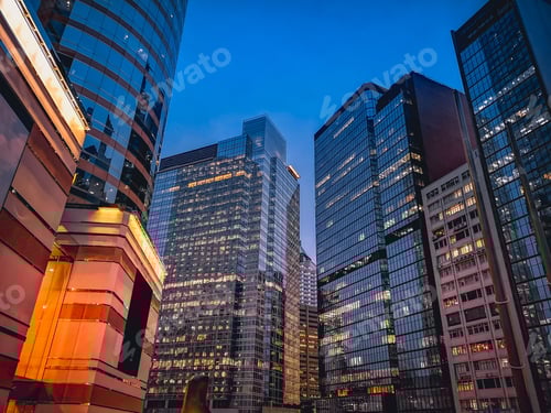 Preview: Commercial Buildings At Night In Hong Kong