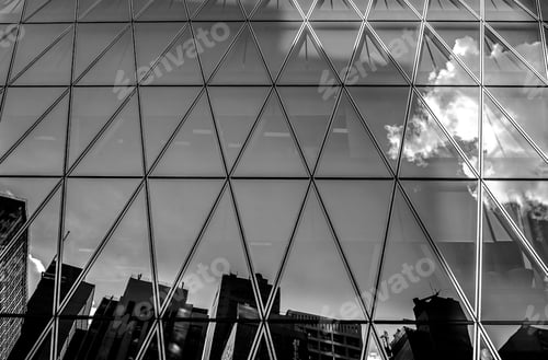 Preview: Windows Of Commercial Building In Hong Kong With B&W Color