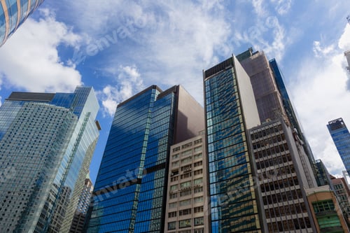 Preview: Bottom Up View Of Modern Office Building In Hong Kong