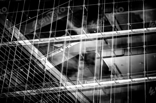 Preview: Windows Of Business Building In Hong Kong With B&W Color