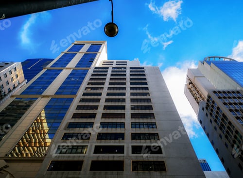 Preview: Bottom Up View Of Modern Office Building In Hong Kong