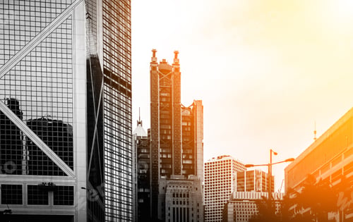 Preview: Windows Of Business Building In Sunlight With B&W Color