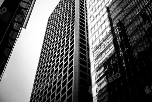 Preview: Windows Of Commercial Building In Hong Kong With B&W Color