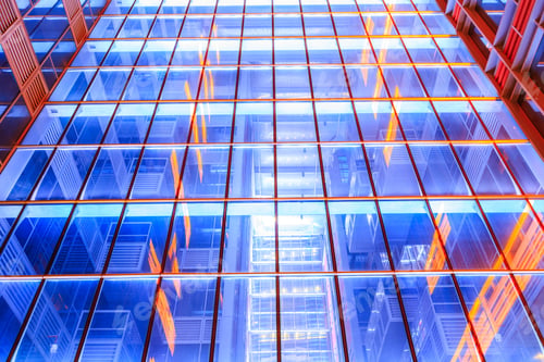 Preview: Modern Skyscrapers Glass Wall In The Evening