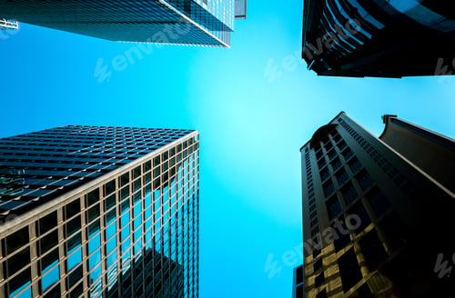 Preview: Bottom Up View Of Modern Office Building In Hong Kong