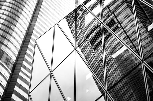 Preview: Windows Of Business Building On Black And White Color