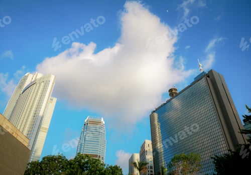 Preview: Bottom Up View Of Modern Office Building In Hong Kong