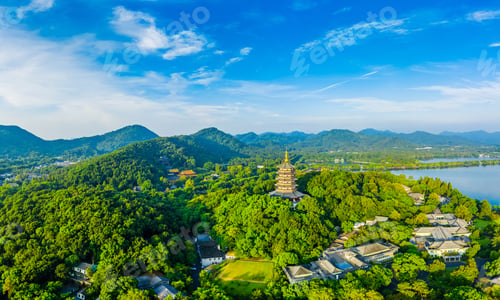 Preview: West Lake Leifeng Pagoda Scenery In Hangzhou,China.Aerial View.